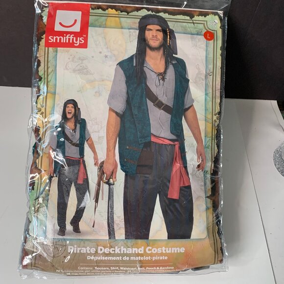 SMIFFYS PIRATE DECKHAND COSTUME ADULT MEN SIZE L - Picture 1 of 10